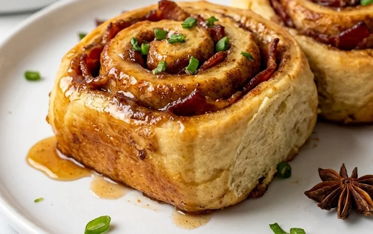 Easy Maple Beef Bacon Cinnamon Rolls