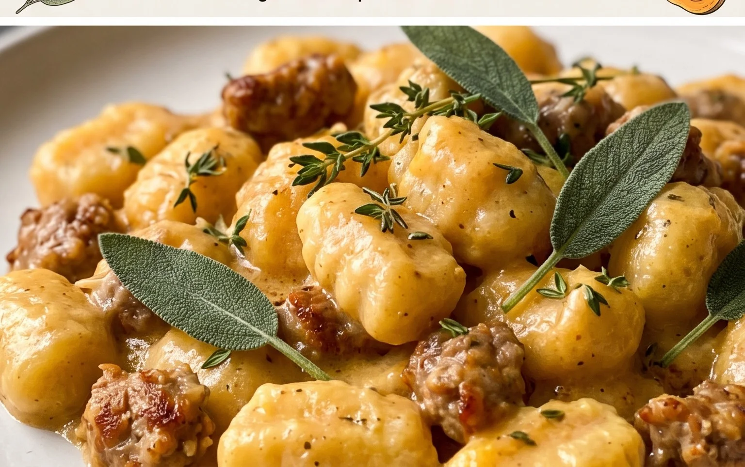 Creamy Butternut Squash Gnocchi with Sausage, Thyme, and Sage