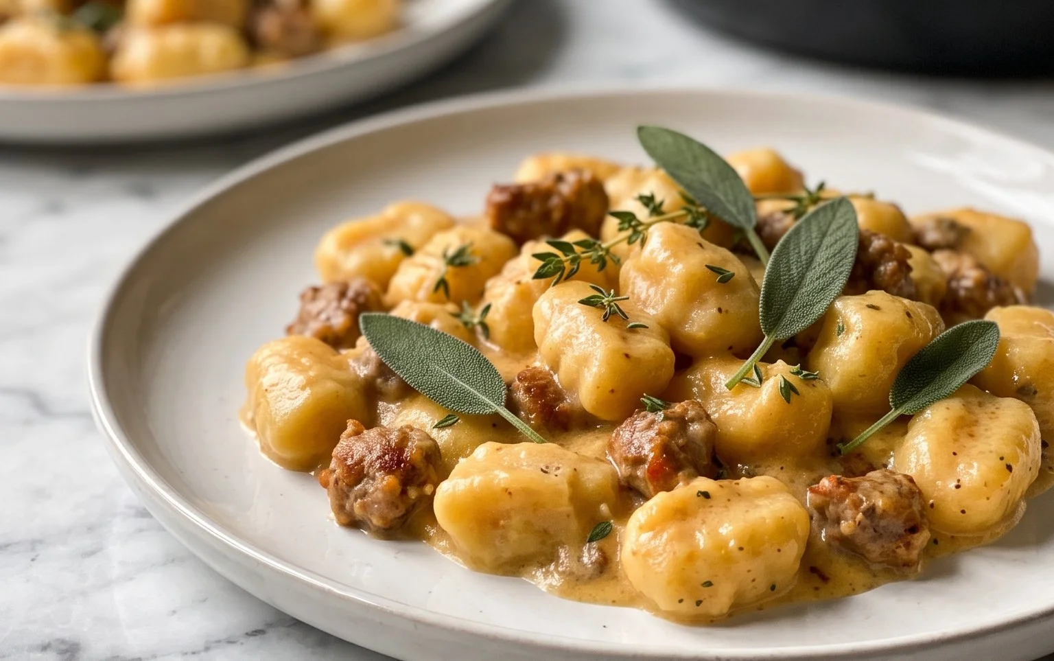 Gnocchis Courge Butternut Saucisse Automne Thym Sauge