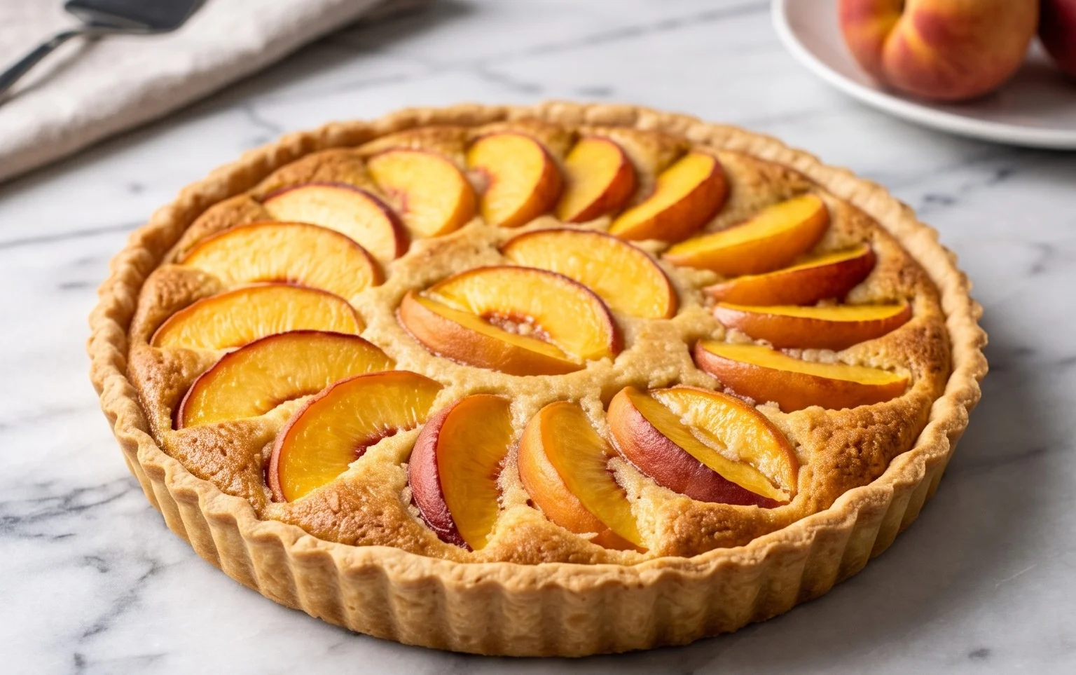 Tarte Pêches Fraîches Frangipane Amande Gourmande