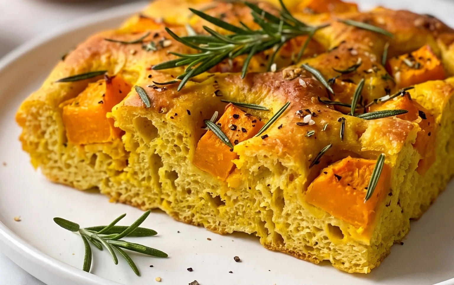 Butternut Squash, Turmeric and Rosemary Focaccia Bread